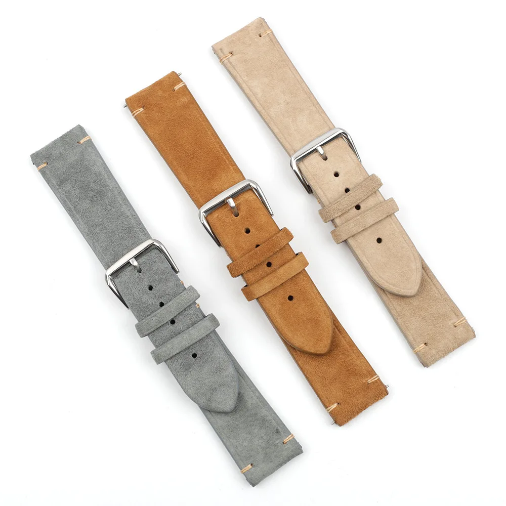 

Suede Leather Vintage Watch Strap 18mm 20mm 22mm 24mm Handmade Watch Band Replacement Beige Tan Gray for Men Women Wristband