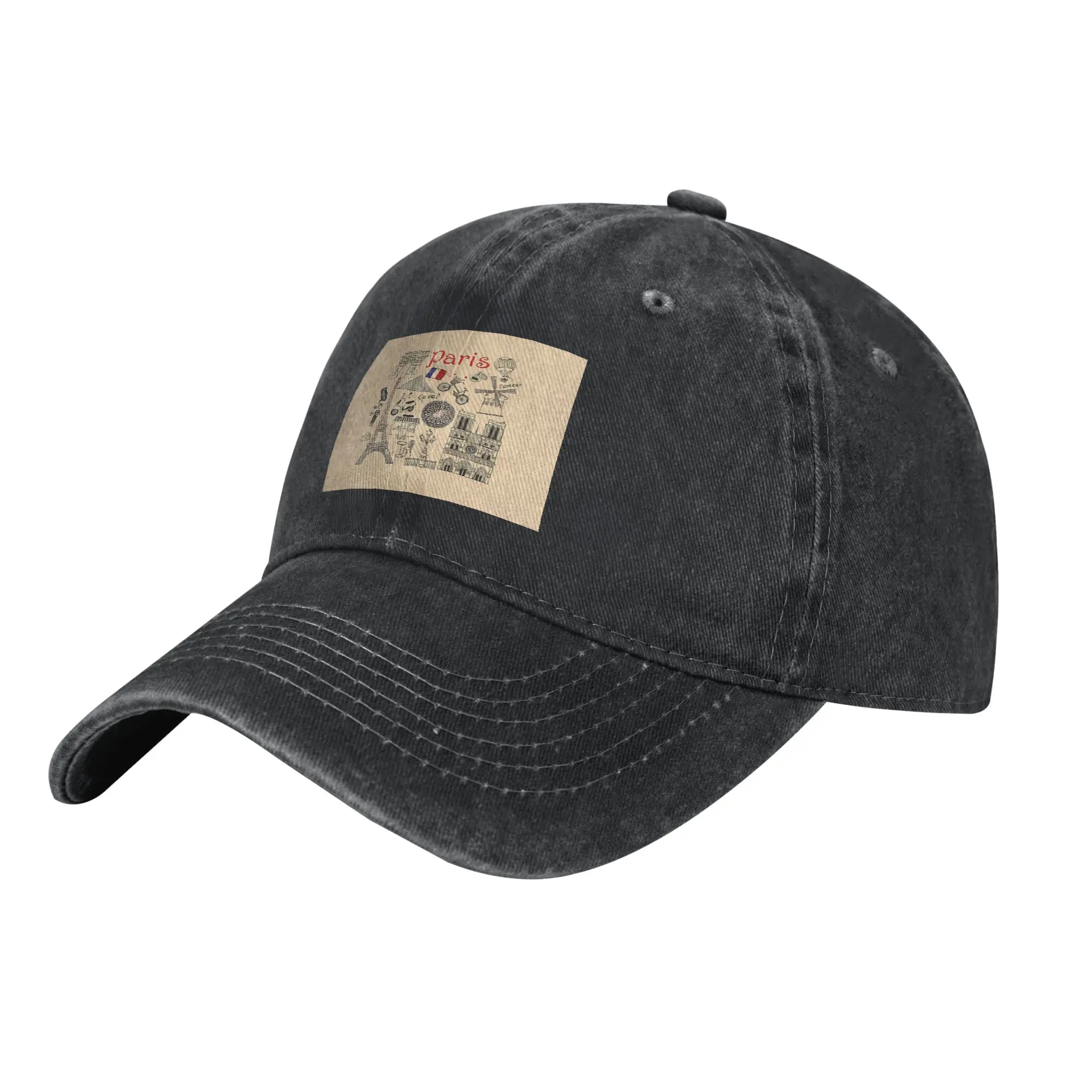 Paris France Travel Theme Design Fashion Baseball Cap  Low Profile Sun Visor  Hiking Trail Sun Visor