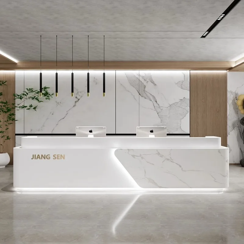 Front desk Front desk Imitation marble company Paint front desk Hotel service nformation