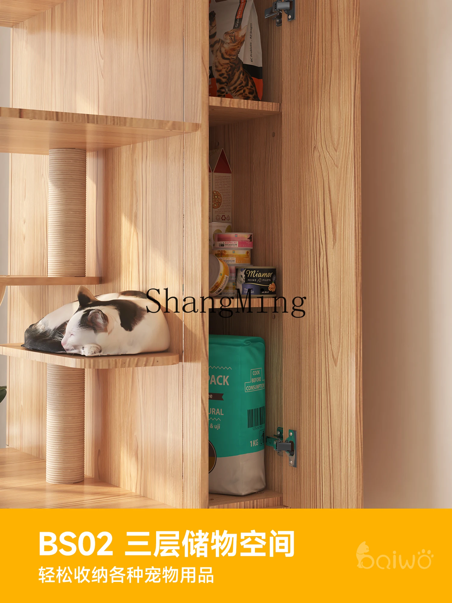 CLsolid wood cat cage house balcony indoor panoramic glass cabinet