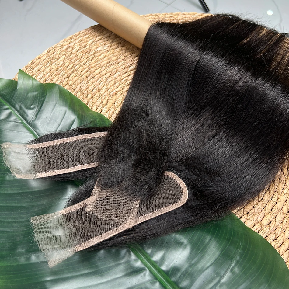 ضوء ياكي مستقيم 2x6 HD الدانتيل إغلاق فراق عميق قبل قطعها ابيض عقدة الدانتيل اللون الطبيعي 100% الخام شعر بشري لعذراء