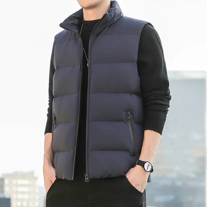 Men Vest Windproof Vest Men Jacket Sleeveless Vest Winter Jacket Casual Coat Male Down Cotton Warm Thicken Waistcoat Thick Gilet