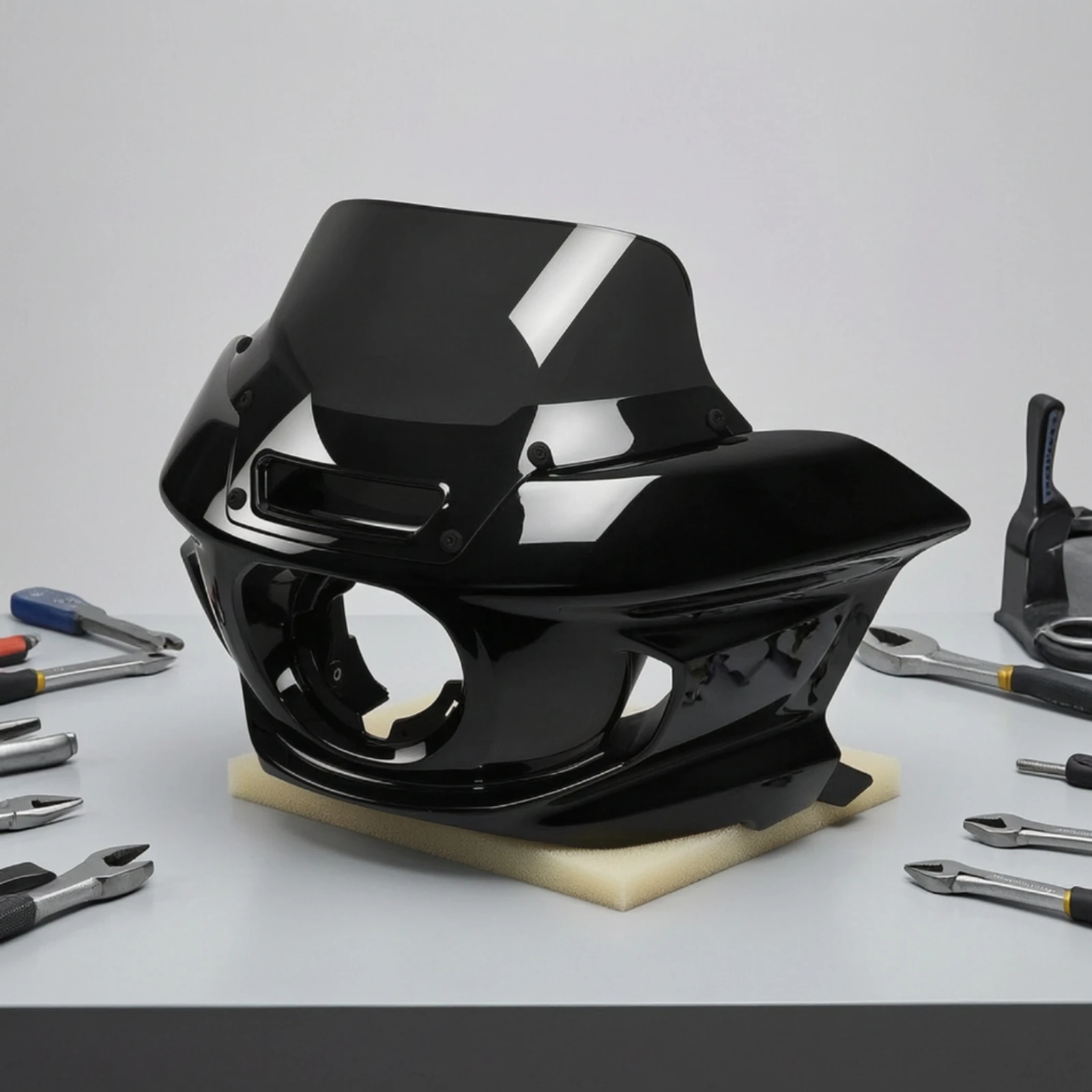 Headlight Fairing with Windshield Gloss Black Headlight Fairing Motorcycle Part Touring-Style Sturdy for Street Cruiser Upgrade