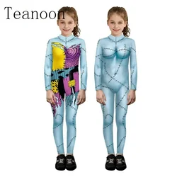 Teanoon Kids Muscle Print Costume Boy Girl Animal Cosplay Catsuit Long Sleeve Party Jumpsuit Sally Carnival Zentai Bodysuit