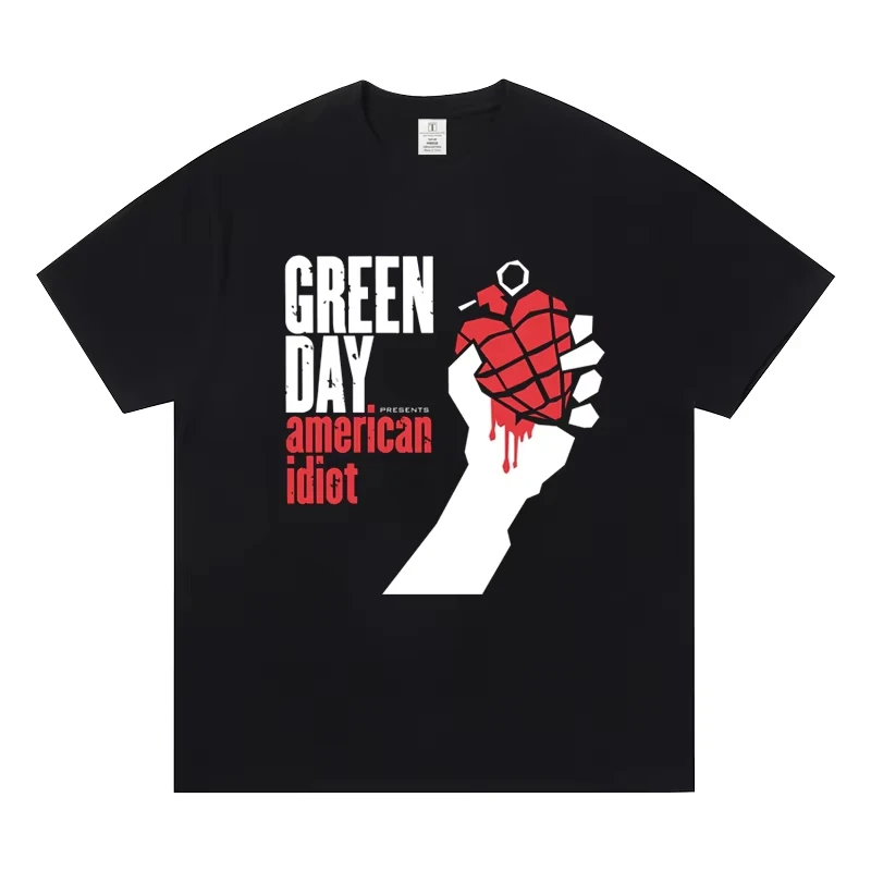 

Футболки с короткими рукавами Greenday вокруг концертной одежды для европейско-американских рок-моды, повседневные мужские и женские хлопковые футболки