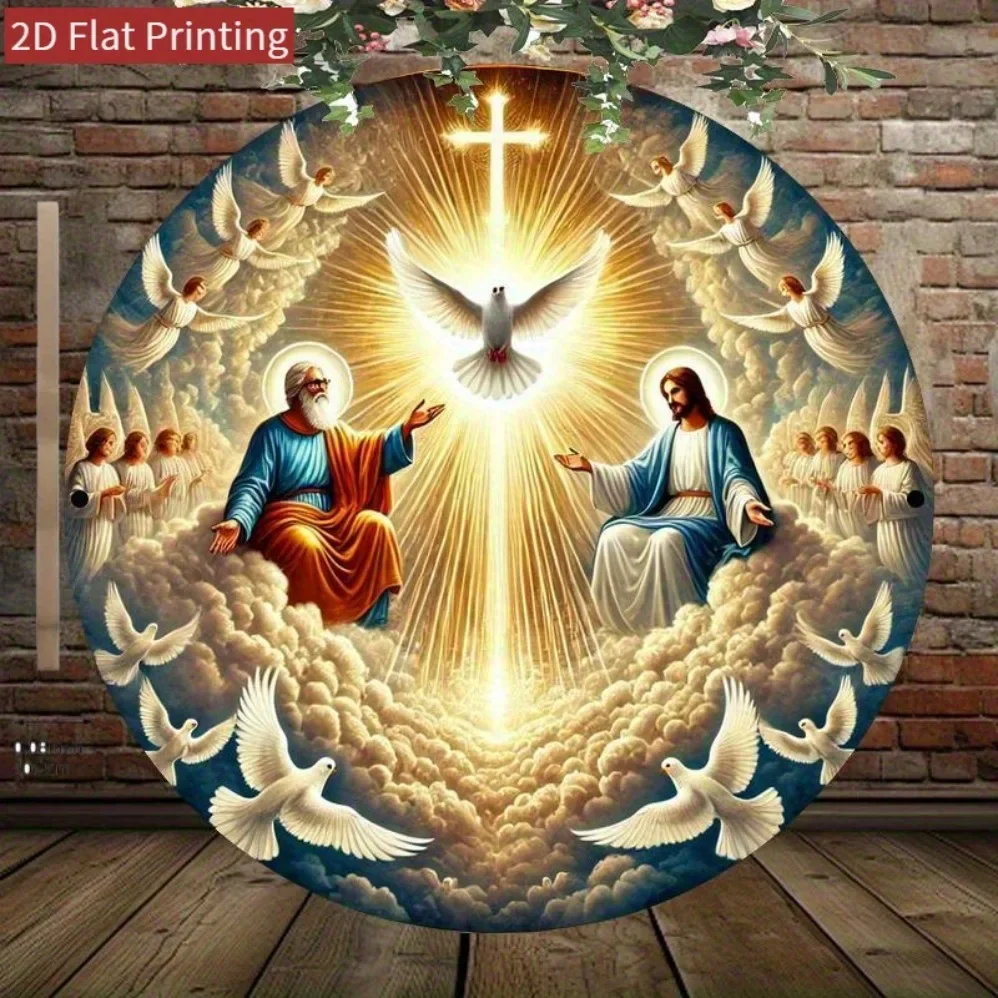 2D Wall Decorations Featuring the Symbols of the Holy Trinity and the Holy Spirit — Durable Indoor and Outdoor Decorations Suitable for Homes, Bedrooms, Cafes, Man Caves, and Bars