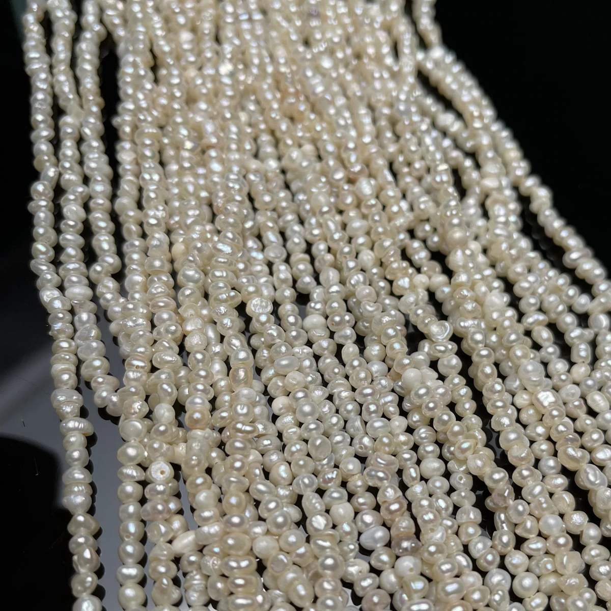 3-4mm Baroque Freshwater Pearl Beads Natural Tiny White Loose Pearl Bead Strand Cost-Effective for DIY Necklace Jewelry Making