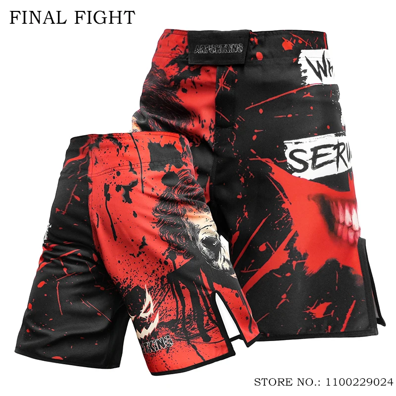 MMA Shorts Sublimated Kick Boxing Fight Pants with Pockets Men Women Youth Gym Bjj Martial Arts Grappling Exercise Shorts Gift