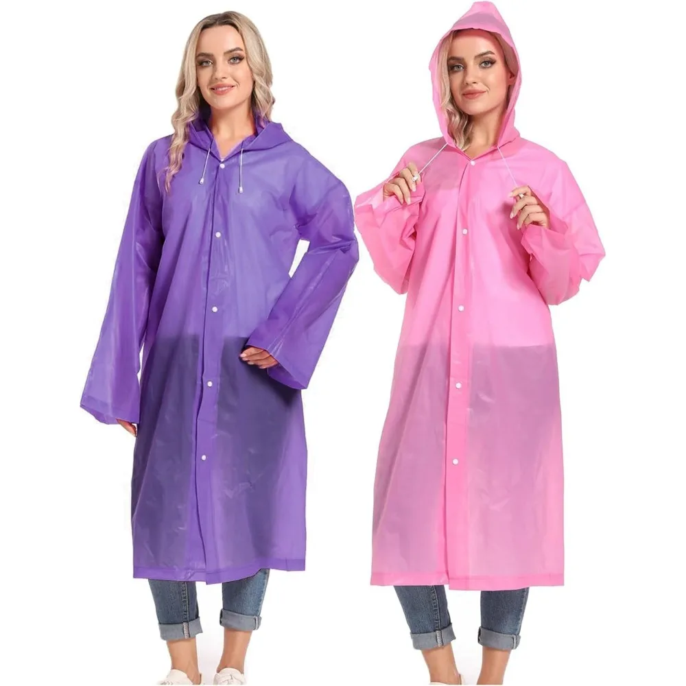 Rain Ponchos,Adults Reusable Raincoats,Waterproof Rain Ponchos,Adults-Reusable Emergency Raincoats with Hoodand Drawstring