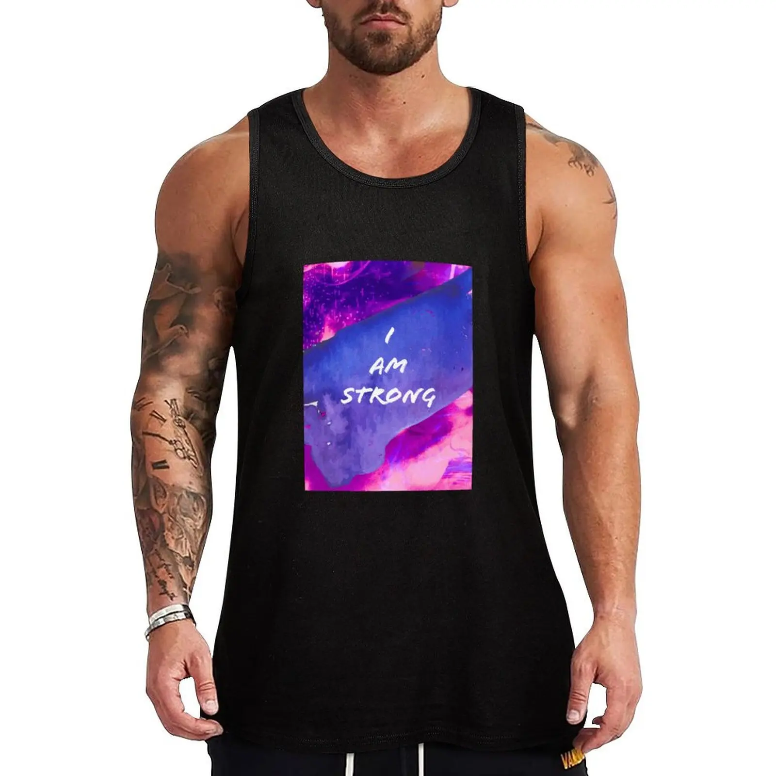

I AM STRONG | Self Love Affirmation Art by Alana Vera Tank Top gym shirts sleeveless t-shirts for men