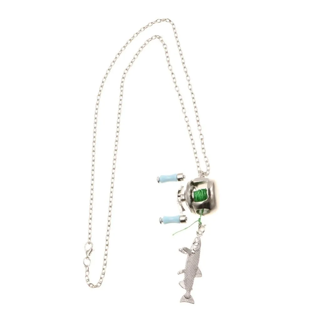 Personalized Design Luxury Fishing Reel Necklace Rotatable Exquisite Fishing Reel Ring Pendant High-end Men Neck Pendant Daily