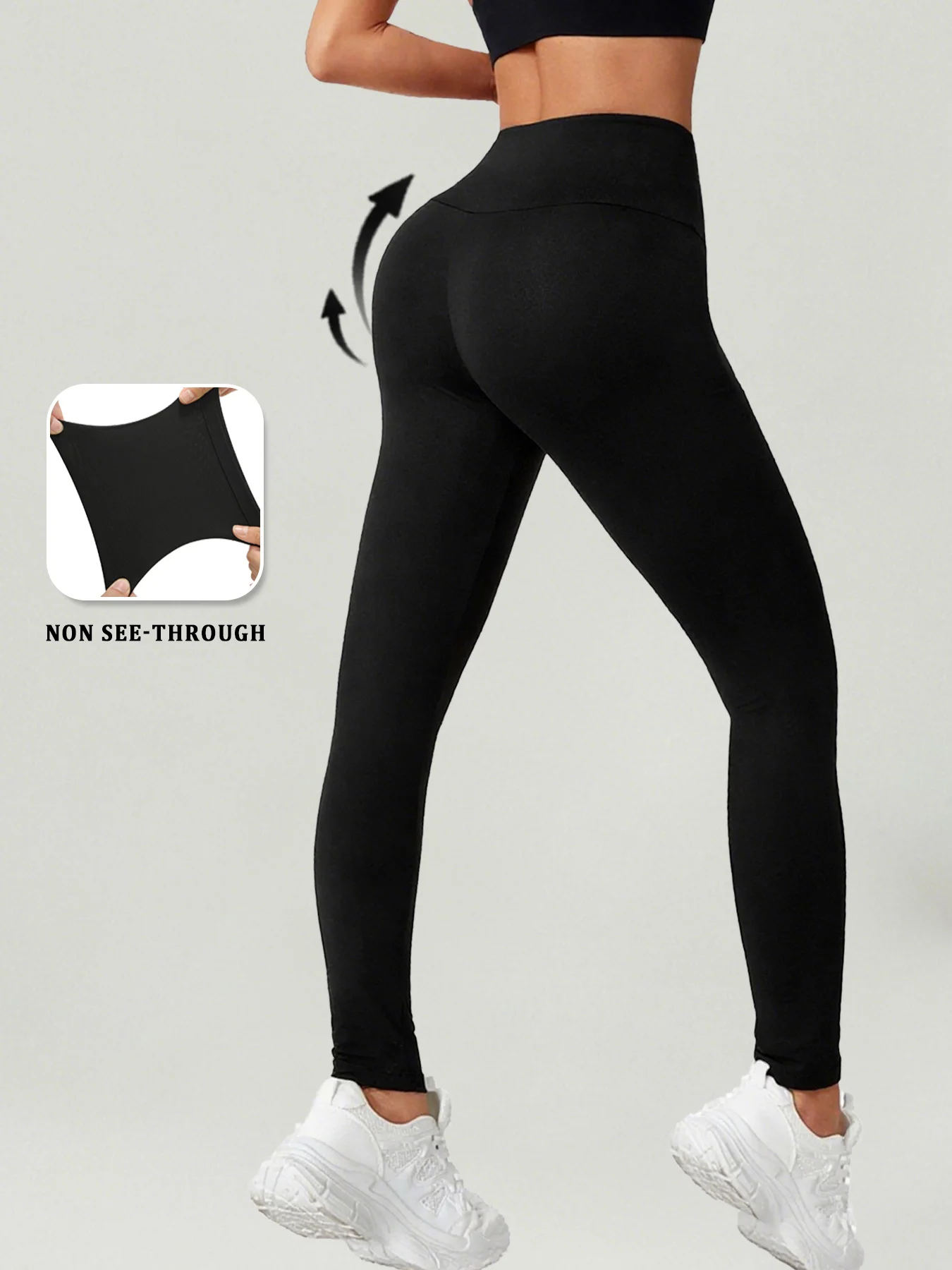 Leggings femininas de cintura alta com controle de barriga: calças super macias, sem transparências para treino, ioga e corrida