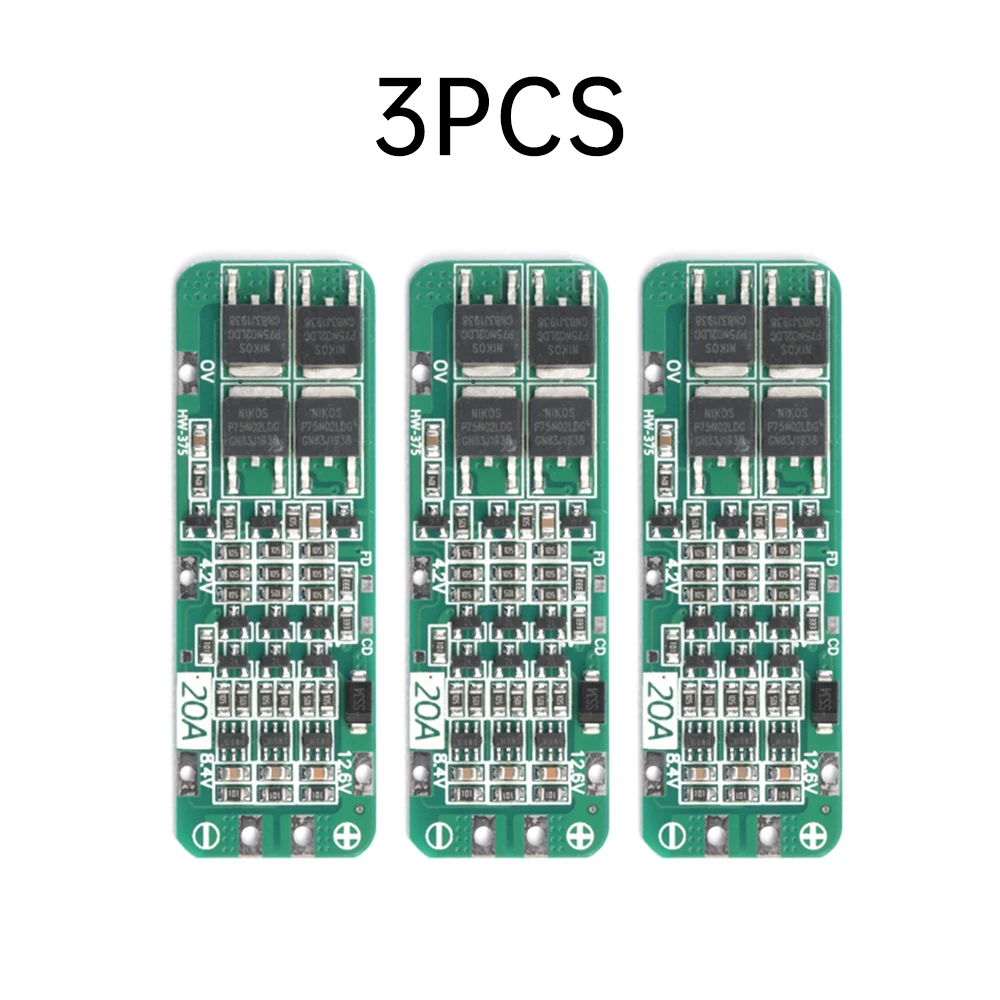 5/3/1Pcs 3S 20A Li-ion Lithium Battery 18650 Charger PCB BMS Protection Board For Drill Motor 12.6V Lipo Cell Module 64x20x3.4mm