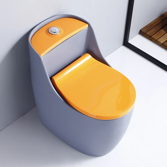 Modern Ceramic Sanitary Ware Floor Standing Colorful Round Toilet Bowl One Piece Inodoro Bathroom Siphonic Ceramic Toilets