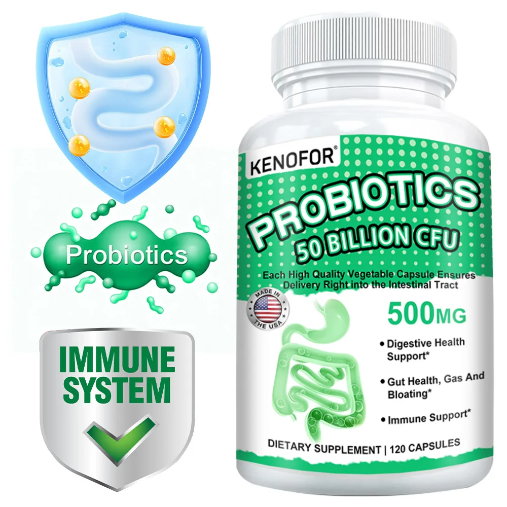 Probiotics 50 Billion CFUs | 120 Capsules | for Women & Men | Non-GMO & Gluten Free Supplement, Support Gut, Immune, Digestiv