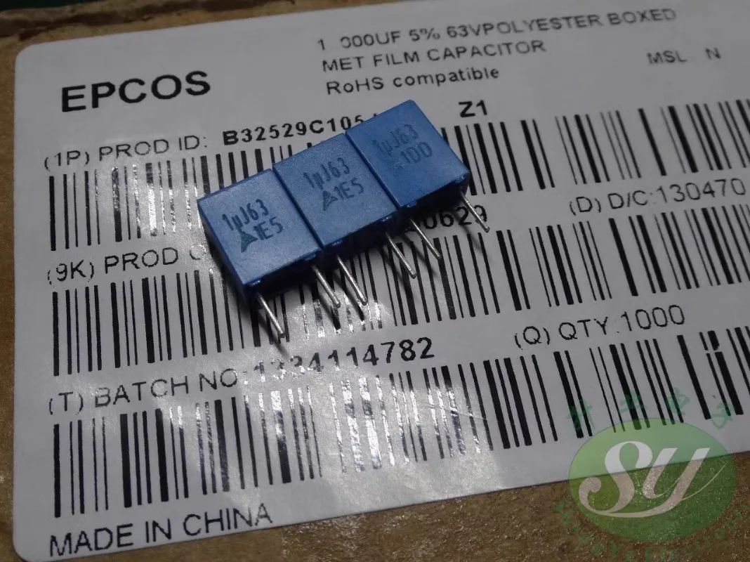 

10PCS EPCOS 1.0uf/63v 1uf 1u0 105 New 5% film capacitor 5MM B32529C105J