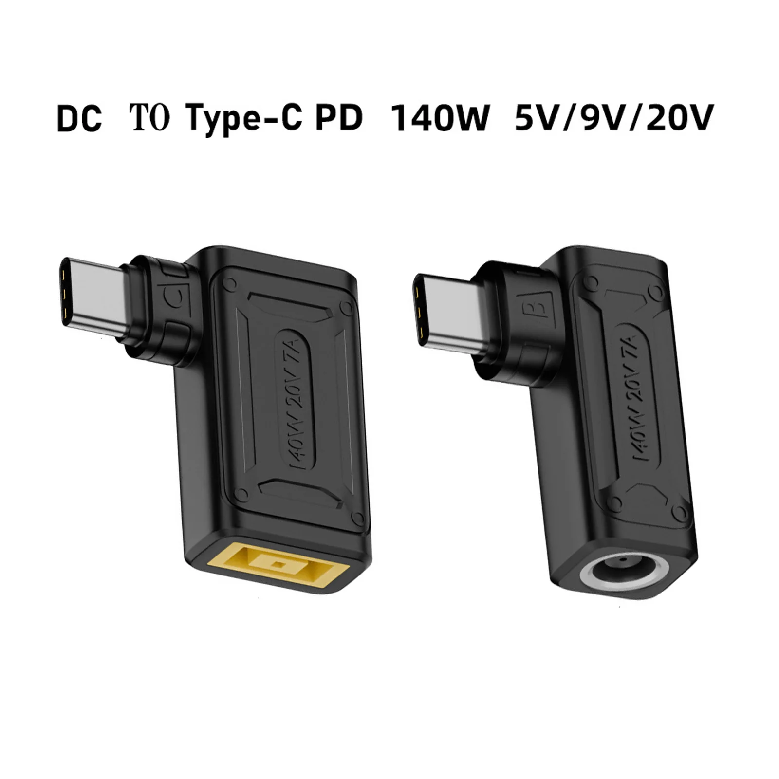 140 واط 100 واط تيار مستمر جاك المدخلات إلى USB-C نوع-C بزاوية 90 درجة قابس طاقة محول الشحن لأجهزة الكمبيوتر المحمول الهاتف لينوفو/HP/Dell #1