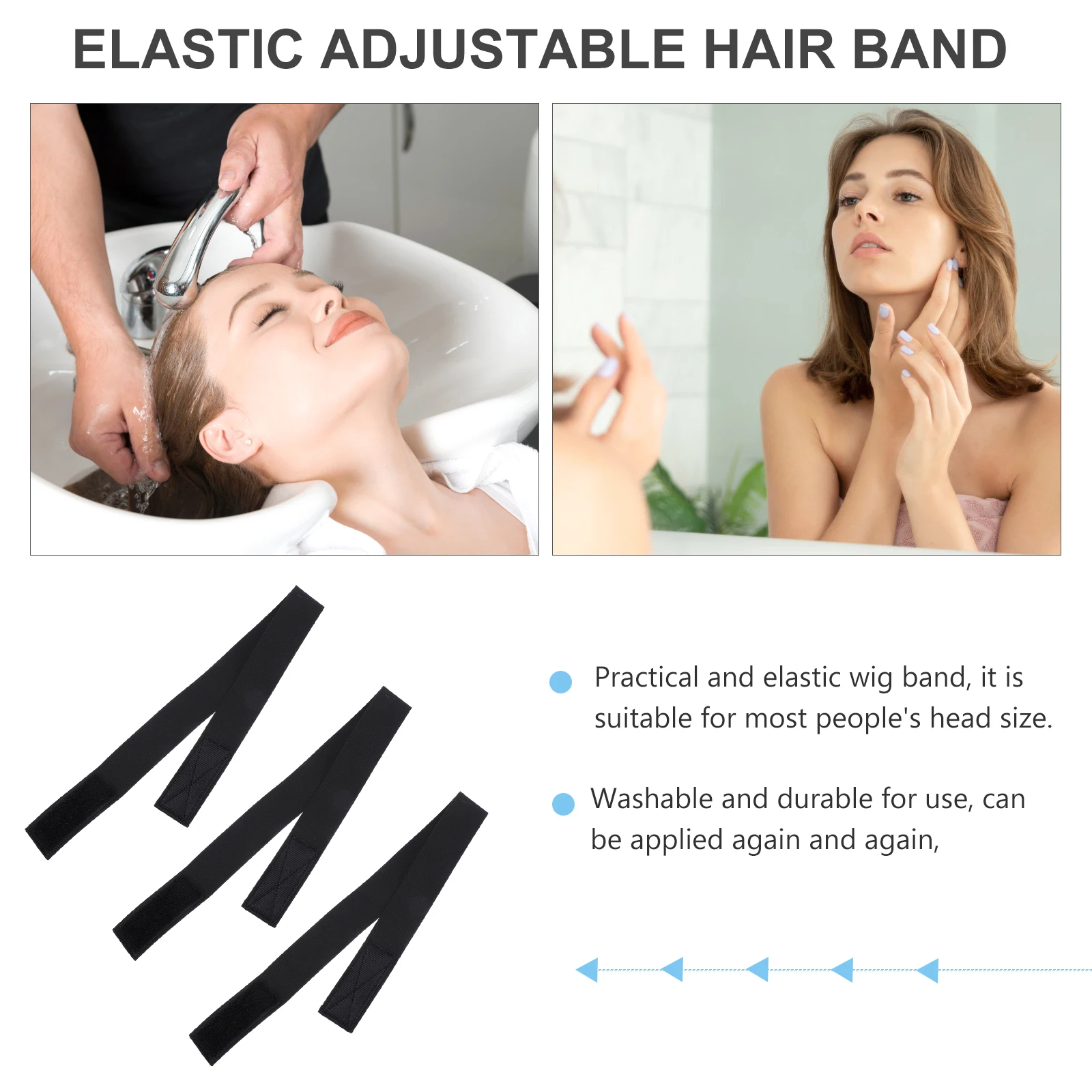 

3pcs Strap Hairb Elastic Edges Polyester Reusable Thin Lightweight Protect Scalp Promote Growth Salon