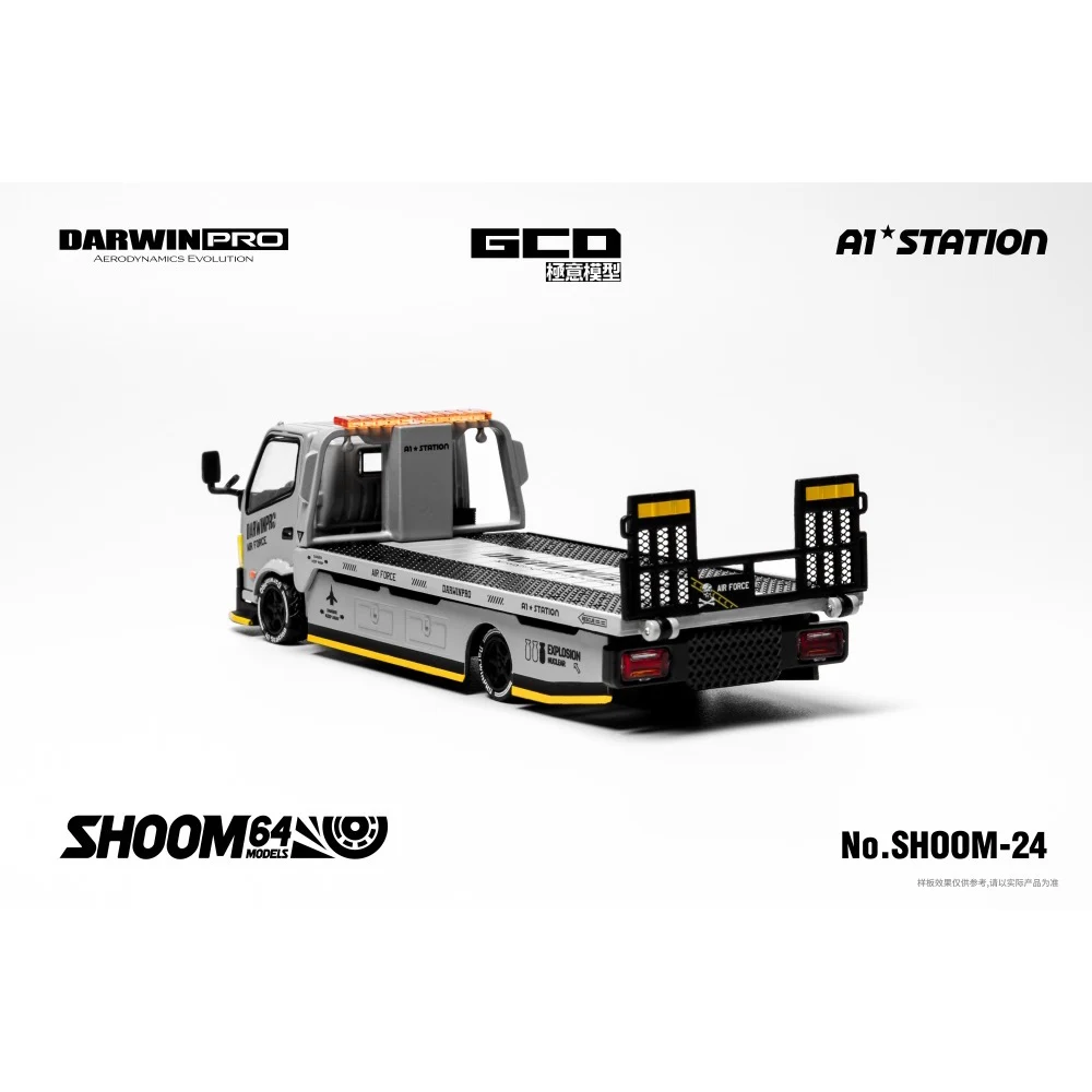 GCD 1/64 HINO 300 Darwin PRO Flatbed Tow Truck with Tent, Battle Gray Alloy Diecast Vehicle Model Limited Toy Gift - view 3