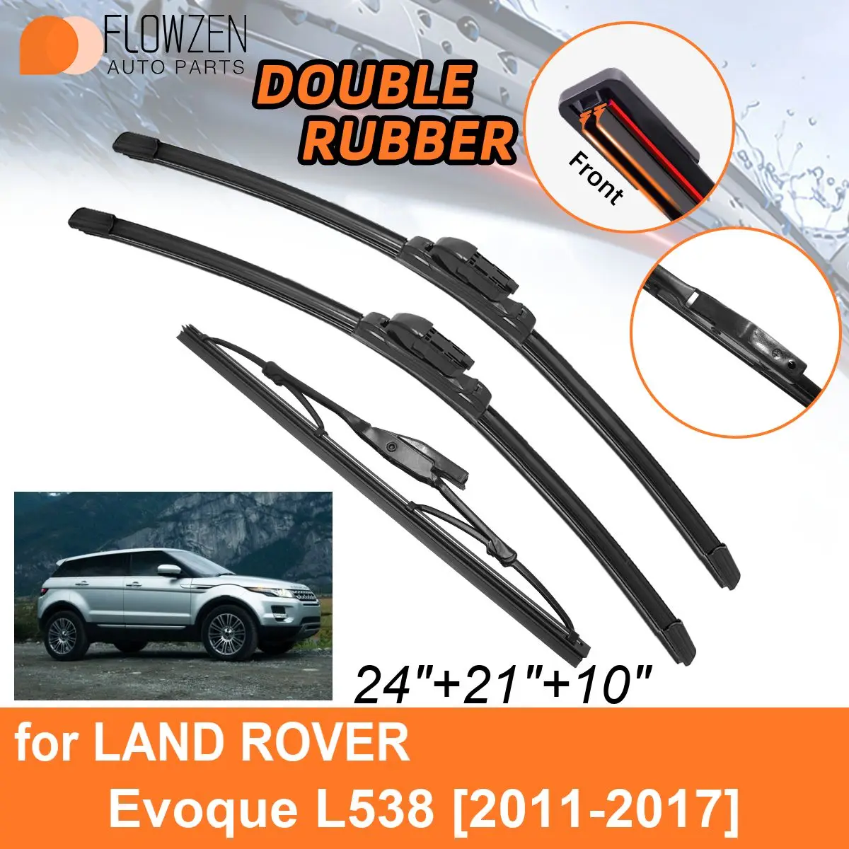 

Double Rubber Car Wiper Blades for LAND ROVER Evoque L538 2011-2017 Rear Blades Accessories 2011 2012 2013 2014 2015 2016 2017