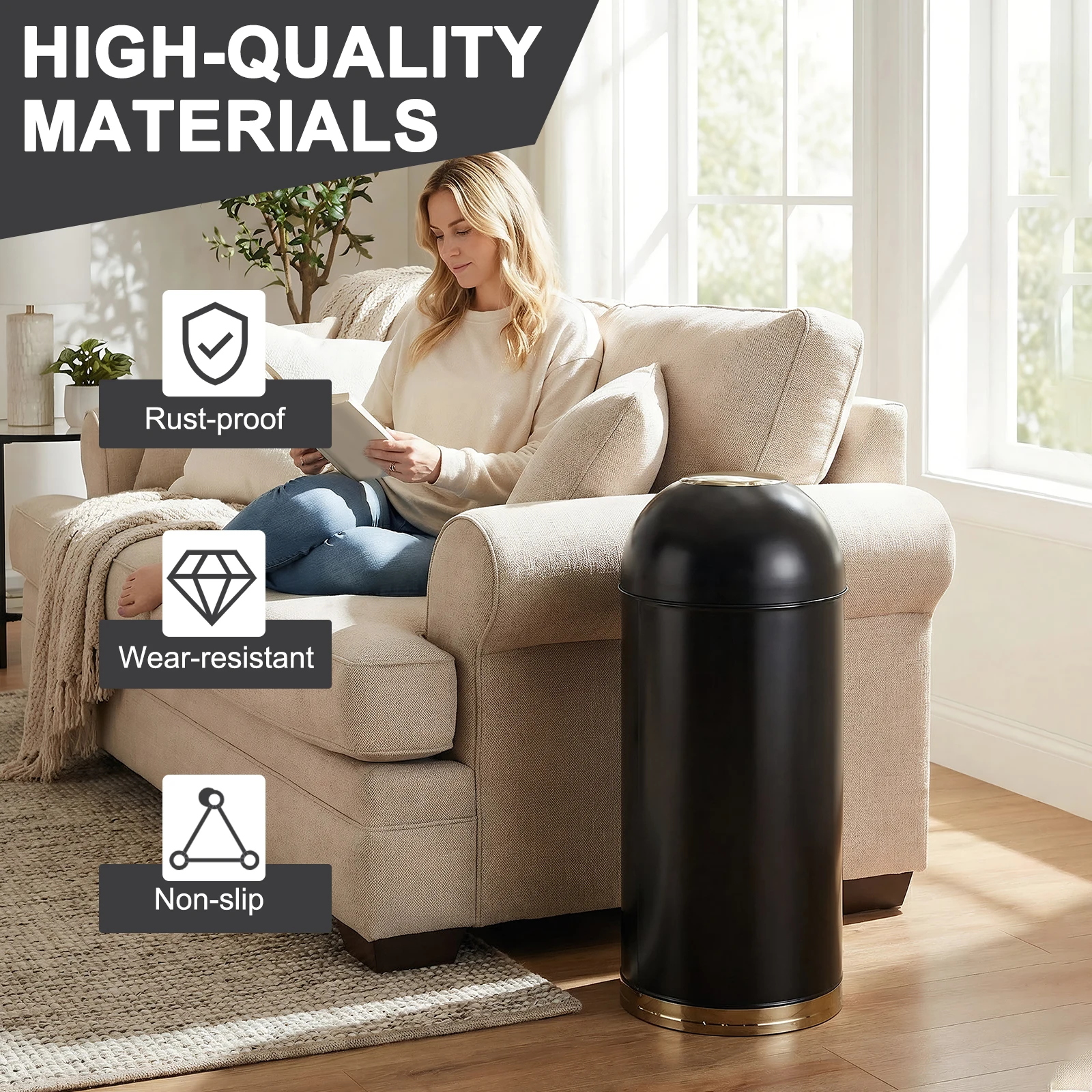 

58L Outdoor Tall Garbage Can with Removable Inner Bucket Large Waste Container Suitable for Hotels Restaurants and Coffee Shops