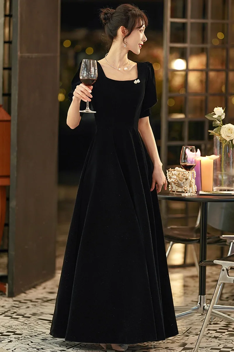 DongCMY Luxury Black Evening Dress 2025 New Velvet Light Luxury Fashion Annual Banquet Party Dress