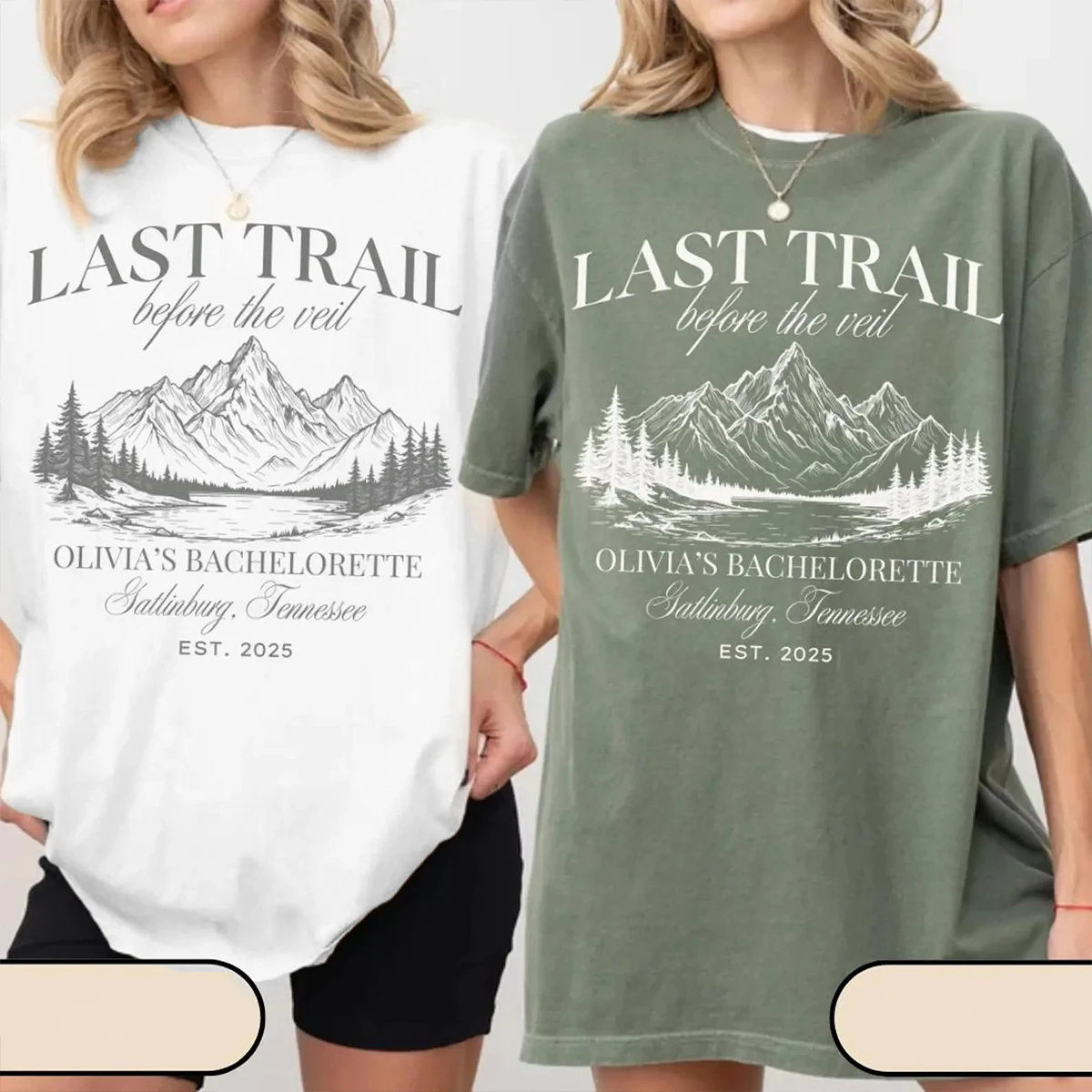 Custom Camp Bachelorette Party Shirt Last Trail Before the Veil Mountain Bride Tee Hiking Bridal Party Gift Lake Themed Bach