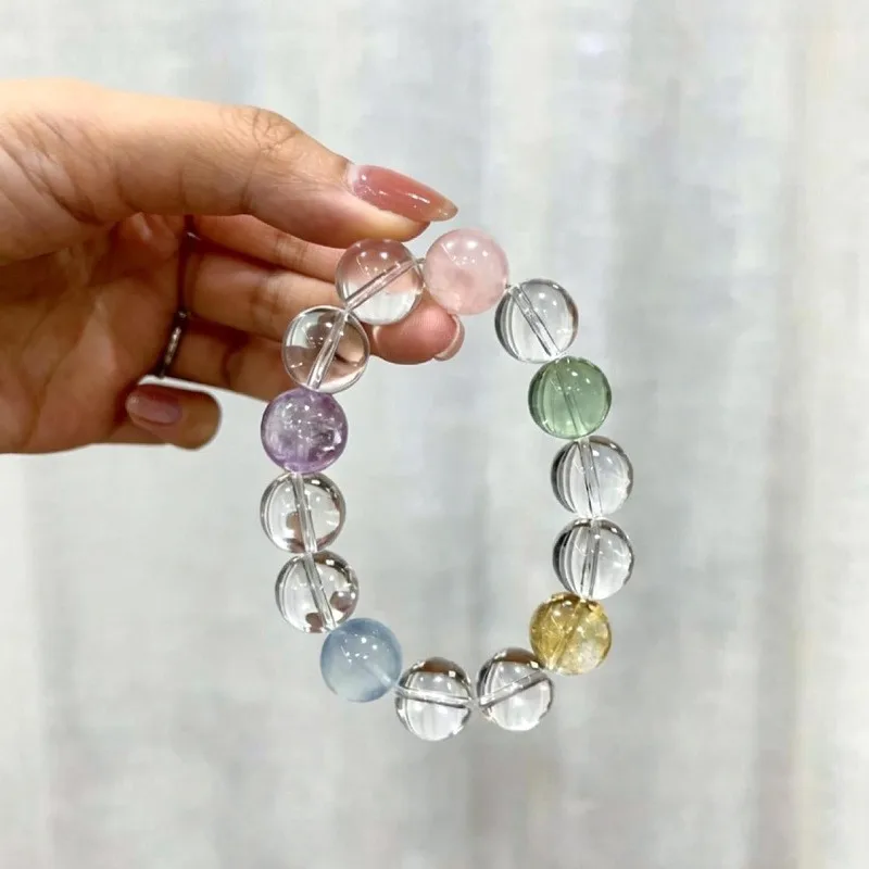 Multi-stone Bracelet Beaded Colorful Clear Double Strand Amethyst Crystal Rose Quartz Blue 12mm 16mm 10mm 14mm Single Piece