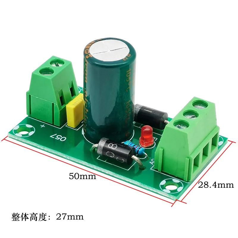 Board for AC to DC Rectifier Filter, Dual AC to Single DC 9V 12V 24V Regulator Module