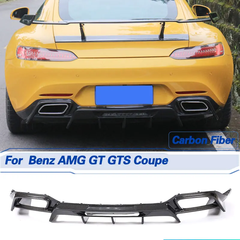 

Car Rear Bumper Diffuser Lip Spoiler Carbon Fiber for Mercedes Benz AMG GT GTS Coupe 2D 2015-2017 Rear Diffuser Apron Body Kit