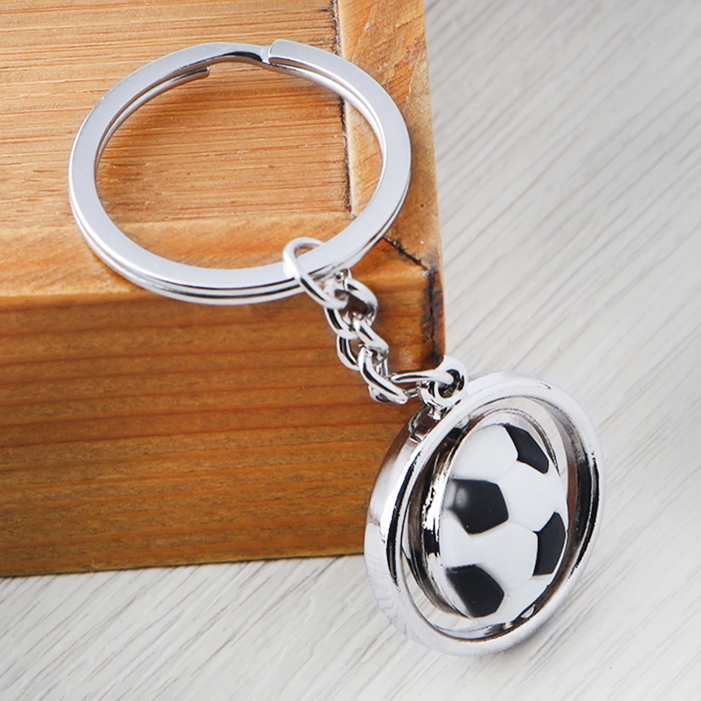 

2pcs Soccer Ball Keychains Mini Football Key Chain Sports Ball Key Ring Rotating Design Durable Material For Bags Backpacks Car