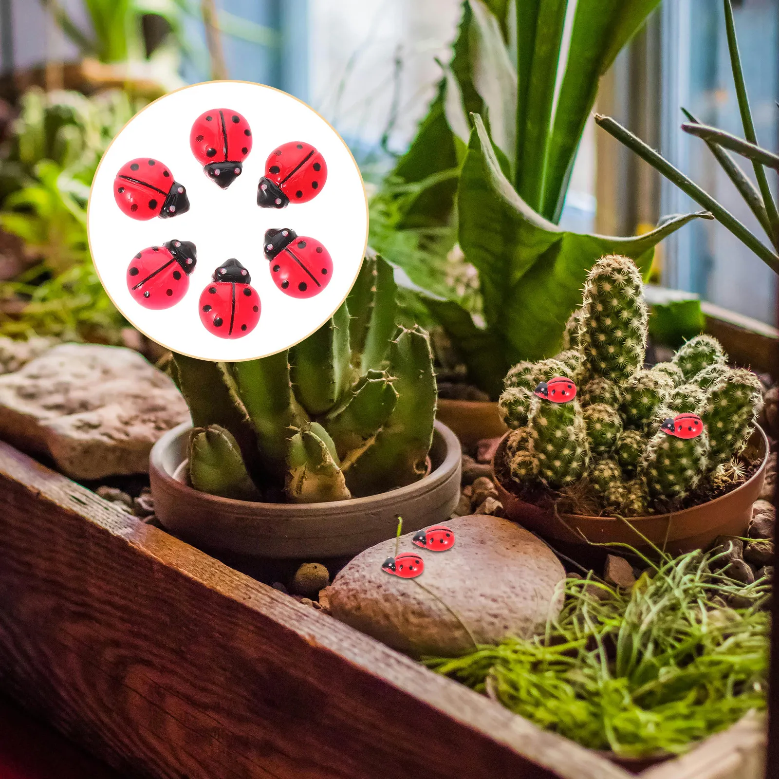 

100 шт. миниатюрных фигурок божьих коровок из смолы, маленькие животные для микроландшафта, аксессуары для DIY, декора сада и дома