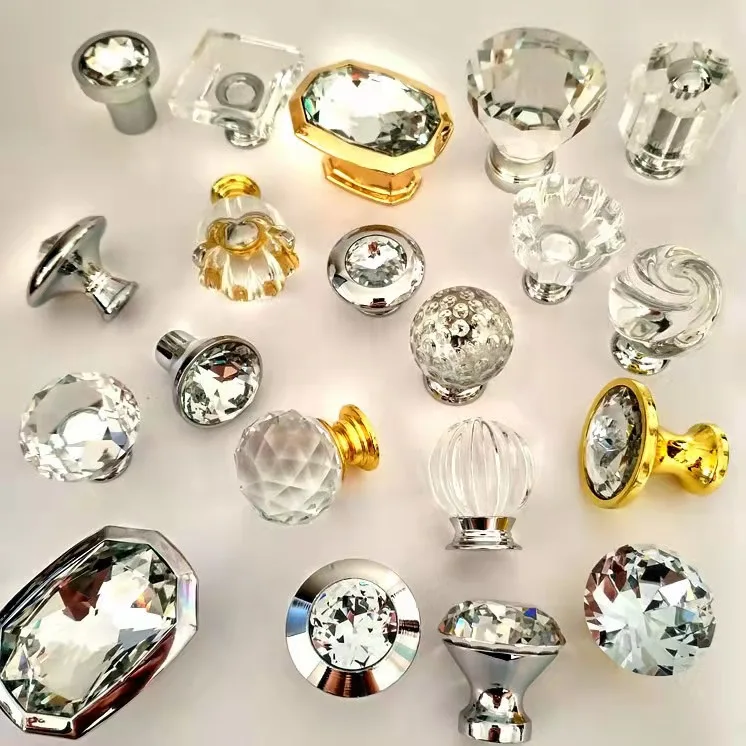 Clear Acrylic Diamond Shape Knob Cupboard Drawer Pull Handle knob Brand handles for furniture drawers door knobs and handle