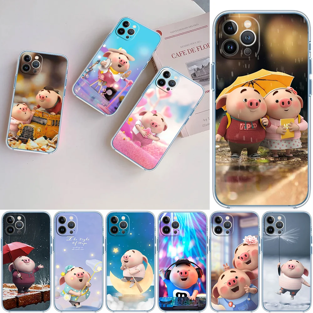 HK32 Little Pig Cartoon Transparent Phone Case for Samsung Galaxy A04 A04S A14 A23 A34 A54 M23 M33 M52 M53