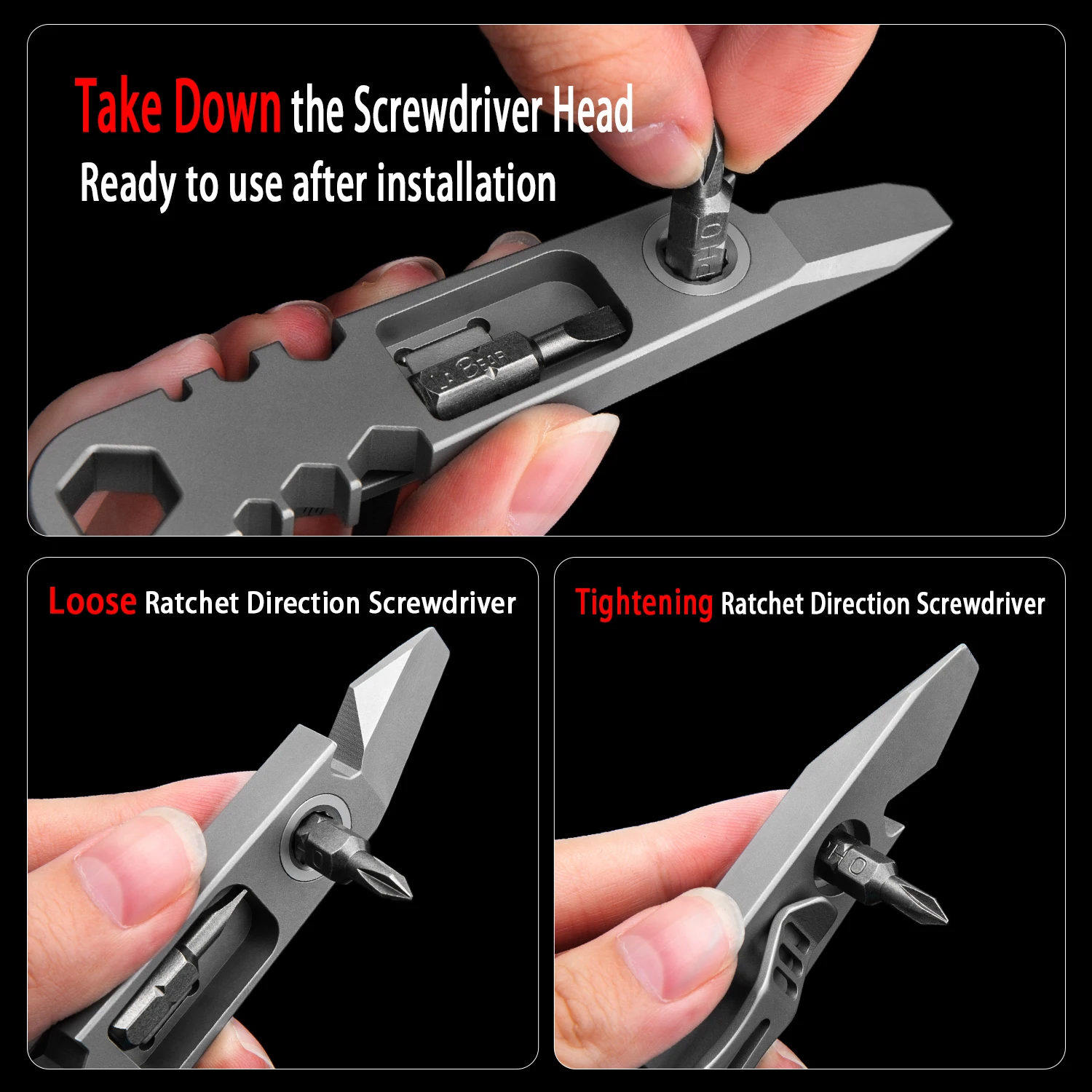 TC4 Titanium Alloy Ratchet Crowbar Screwdriver Riding Portable Multi-Function Maintenance Tool Outdoor Camping Pry Bar EDC Tool