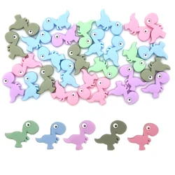 10 stks Dinosaurus vormige Siliconen Focal Kralen voor DIY Pen Kralen Sleutelhangers Auto Decoratie Kettingen Armbanden Kettingen Tas Kettingen een