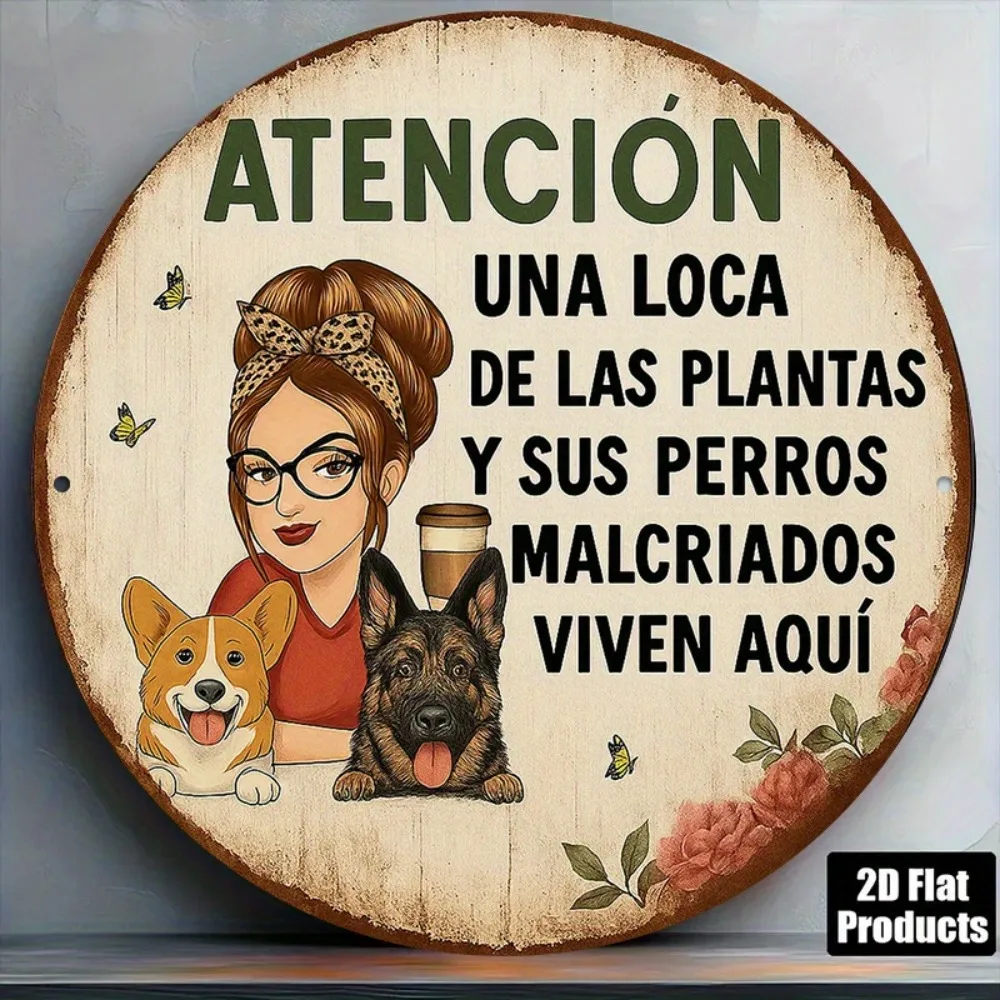Letrero Plano 2D de Aluminio Estilo Vintage, Sirve como Letrero de Recordatorio Cálido, Disponible en Español