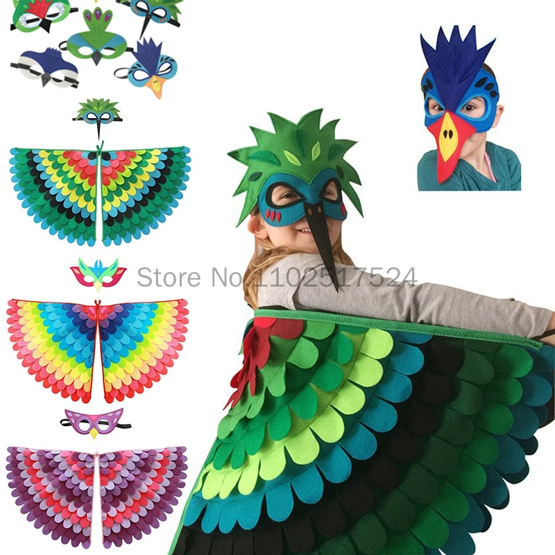 

Детский костюм для косплея животных, фетровые крылья с птицами, Веселые костюмы для косплея на Хэллоуин, крылья бабочки, искусственные рождественские украшения для детей