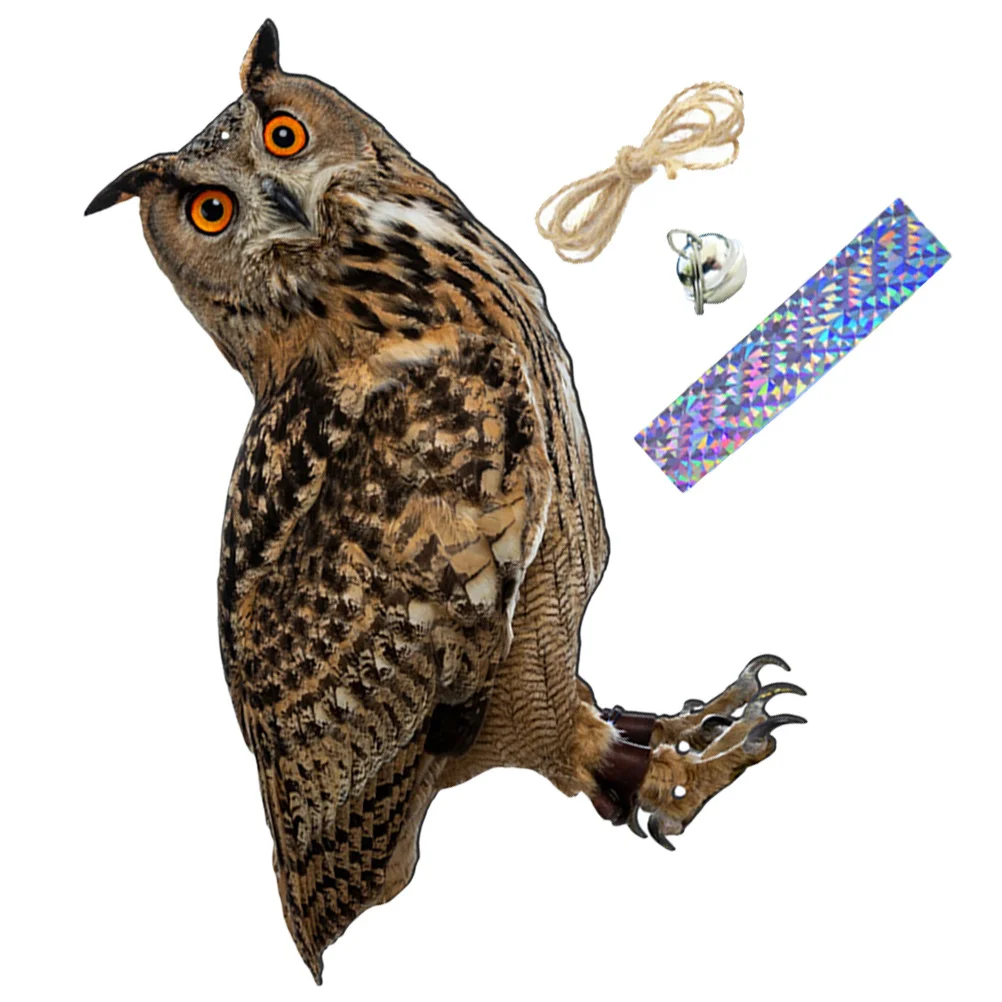 1 مجموعة 1 مجموعة البومة شكل معلقة الطيور رادع حديقة الديكور الدورية ساحة زخرفة للخارجية فناء الفناء الخلفي شجرة الحديقة ديكور #6