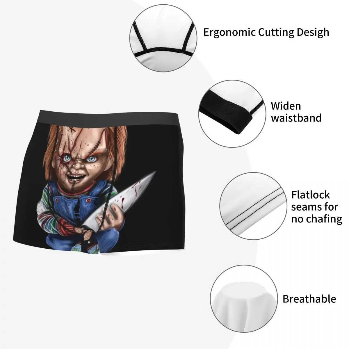 Watching You Man\'s Boxer Briefs Underwear Chucky Jake Wheeler Horror TV Series Highly Breathable Sexy Shorts Gift Idea