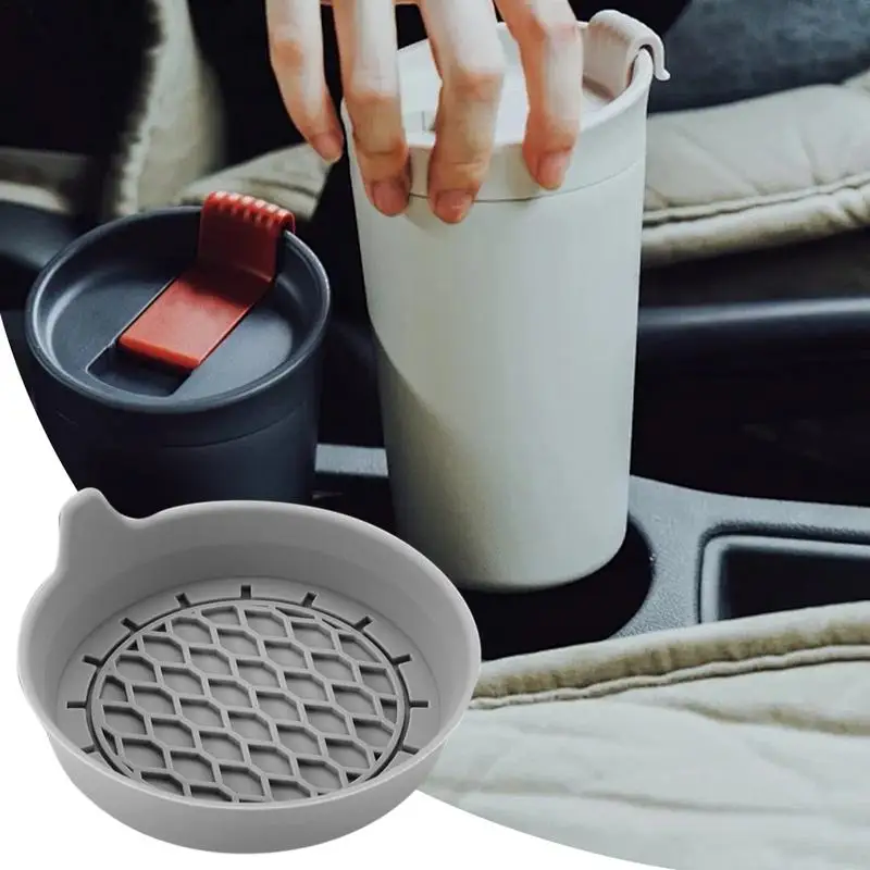 Silicone Car Coaster Non-Slip Car Interior Accessories Mat Waterproof Anti-Scratch Heat Resistant Silicone Auto Cup Mats For