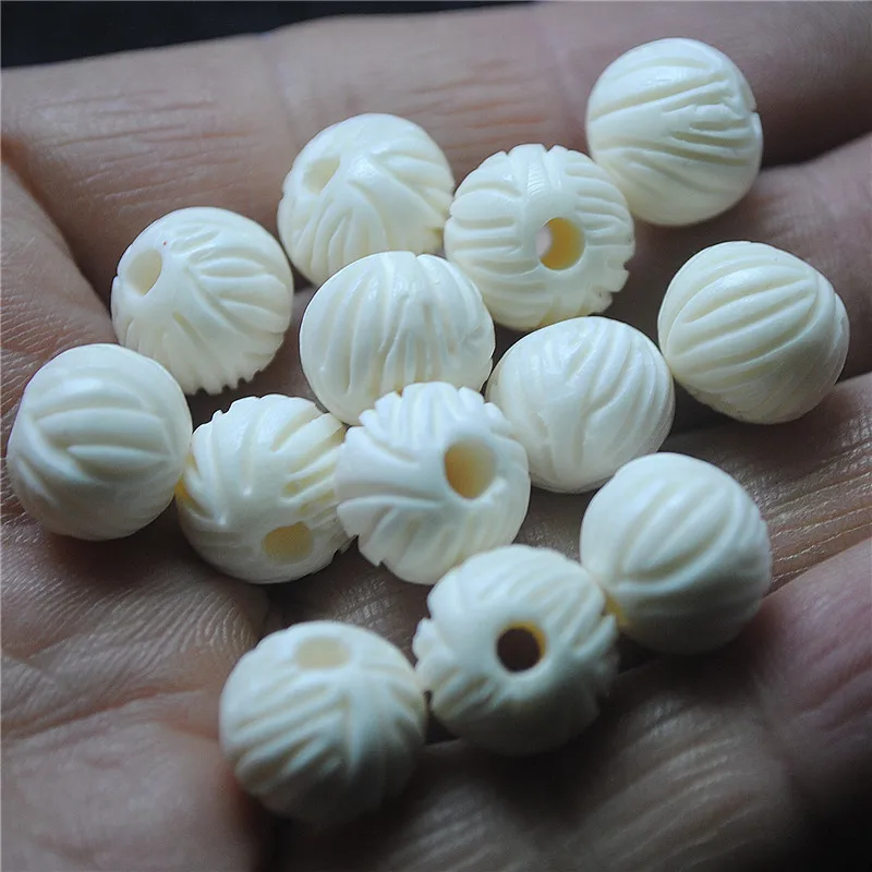 10PCS Spacer Beads Natural OX Bone Material 10MM 12MM Big Hole 3.0MM For Fashion Women Bracelet Making Accessories Free Shipping