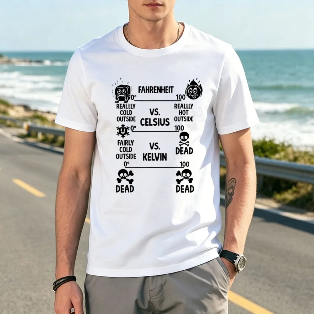 Camiseta divertida con gráfico de escala de temperatura, Fahrenheit, Celsius, Kelvin, estilo de humor científico, camiseta de manga corta, camiseta informal Unisex