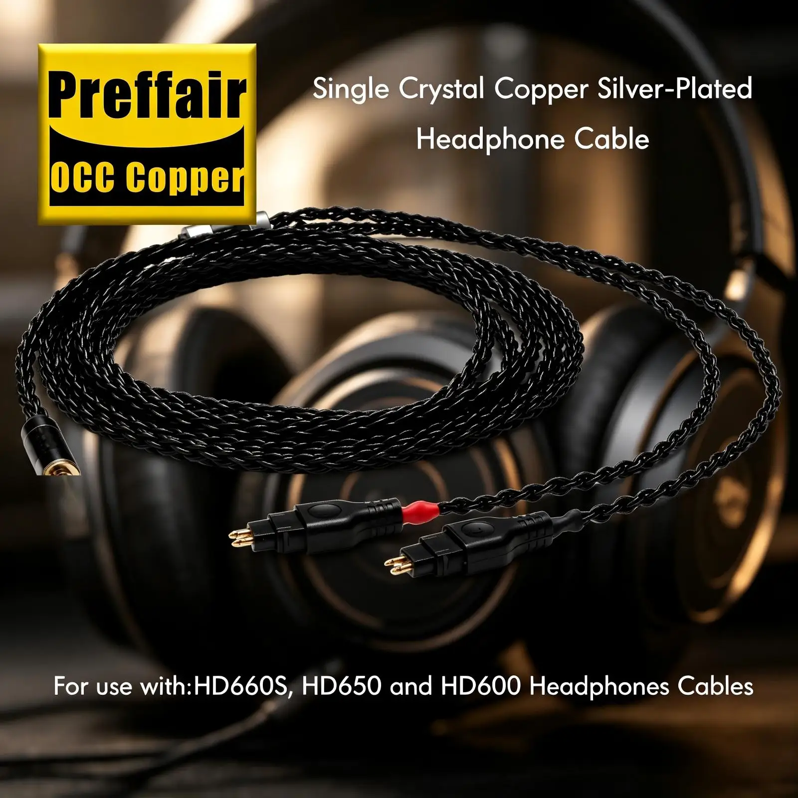 

Preffair Hi-end 7N OCC Copper 8 Cores E516 Silver Plated Earphone Cable Use forHD660S, HD650 and HD600 Headphones Cables