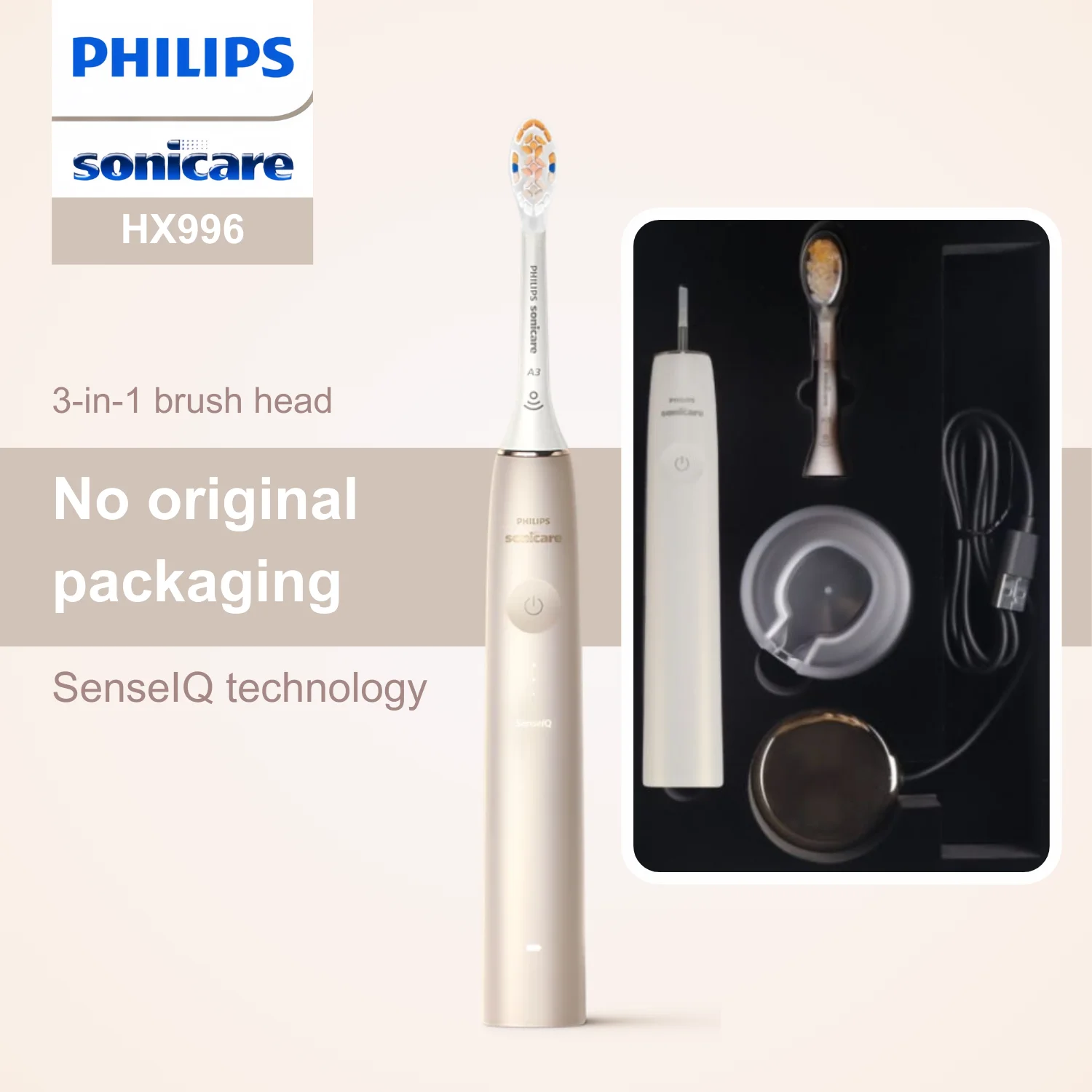 

Philips sonicare electric toothbrush HX996, No original packaging, Bluetooth connectivity, SenseIQ smart technology