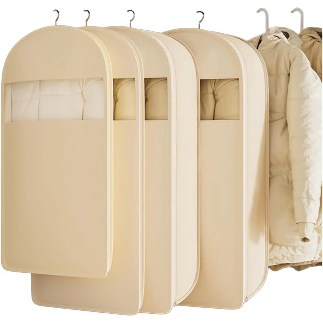 Waterproof Hanging Garment Storage Bags, Dustproof Clothes Cover with Clear Window for Closet Organization