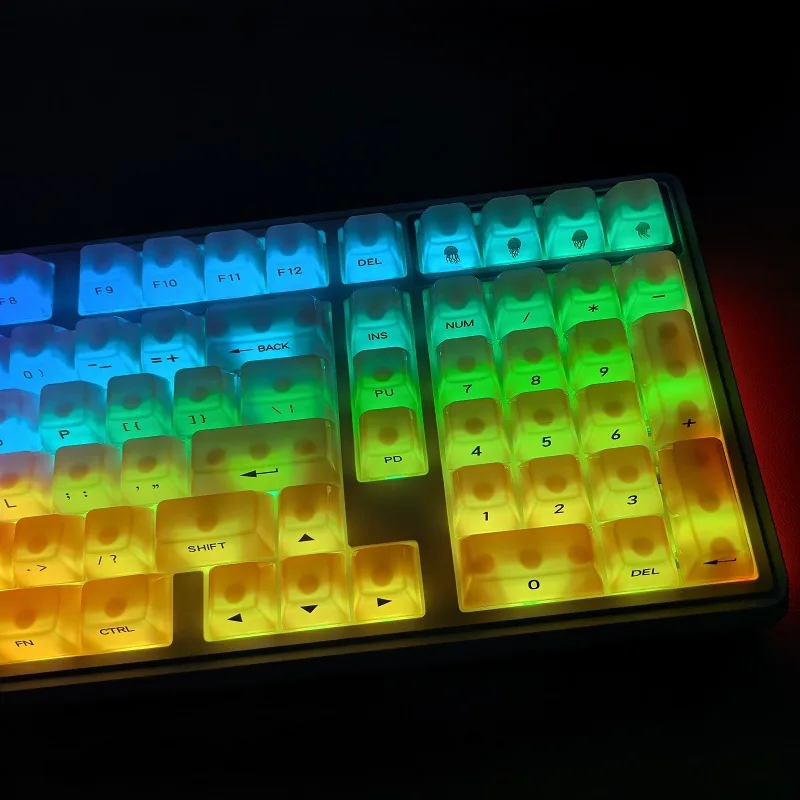 Keyboard cap MDA height small full set 119 key side engraved characters PC semi transparent illuminated