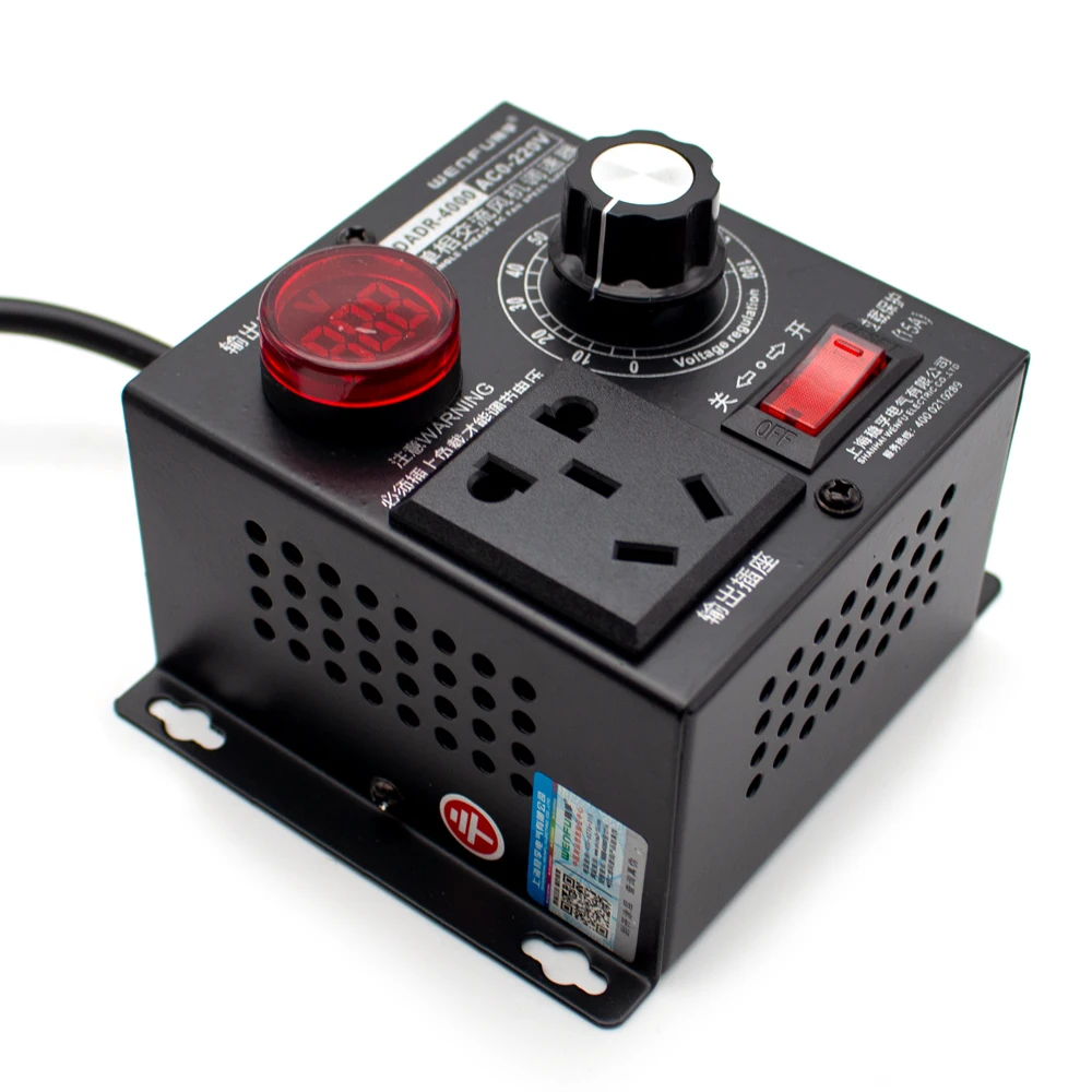 Termostato ajustável da velocidade do fã do regulador de tensão do regulador de velocidade do motor monofásico da c.a. 0-220v 4000w com voltímetro 4kw y