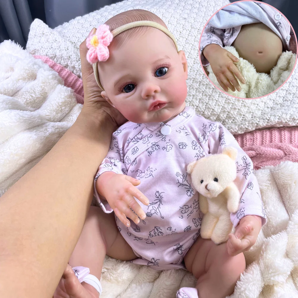 

MRB 18 inch Meadow Reborn Baby Doll Full Vinyl Body Girl Washable Newborn Baby Size Real Picture 3D Skin Visible Veins Doll