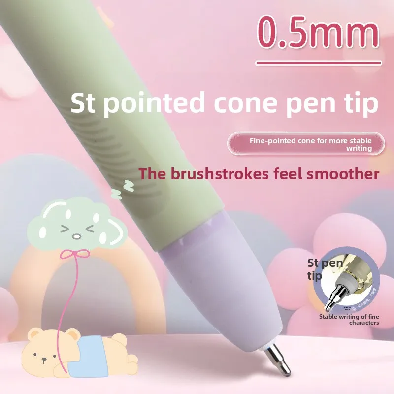 Cute Bear 0.5 Push-Button Thermosensitive Erasable Ballpoint Pen, Simple Erasable Ballpoint Pen for Primary School Students